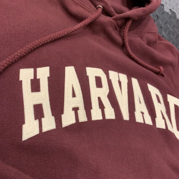 Champion Harvard Hoodie Adult Medium Maroon Reverse Weave Cut Neck Pullover - Picture 3 of 8